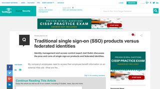 Traditional single sign-on (SSO) products versus federated identities