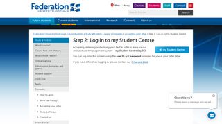 Step 2: Log in to my Student Centre - Federation University Australia