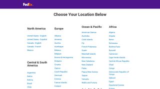 FedEx Global Home - Choose Your Location