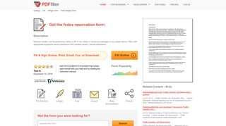 Fedex Reservation - Fill Online, Printable, Fillable, Blank | PDFfiller