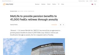 MetLife to provide pension benefits to 41,000 FedEx retirees through ...