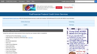 FedFinancial Federal Credit Union Services: Savings, Checking, Loans