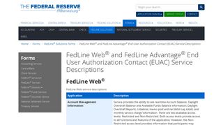 FedLine Web and FedLine Advantage End User Authorization Contact ...