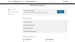 Repayment Estimator - StudentLoans.gov