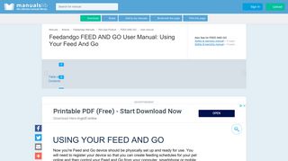Using Your Feed And Go - Feedandgo FEED AND GO User Manual ...