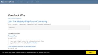 Feedback Plus - Mystery Shopping Forum
