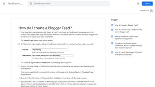 How do I create a Blogger Feed? - FeedBurner Help - Google Support