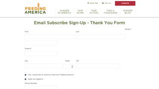 Survey - Email Subscribe Sign-Up - Thank You ... - Feeding America