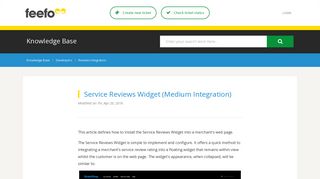 Service Reviews Widget | Feefo Support Portal