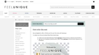 First order discount – Help Centre - Feelunique