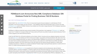 FEINSearch.com Announces New AML Compliance Database: EIN ...