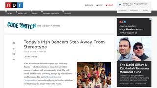 Today's Irish Dancers Step Away From Stereotype : Code Switch : NPR