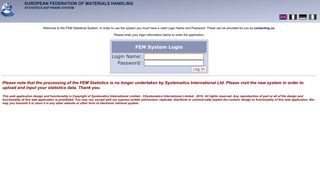 FEM Statistics Software System - System Login