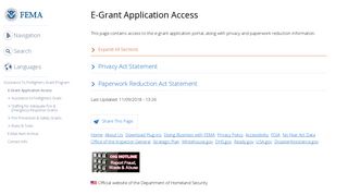 E-Grant Application Access | FEMA.gov
