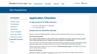 Application Checklist | disasterassistance.gov