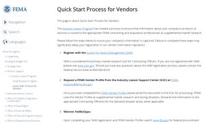 Quick Start Process for Vendors | FEMA.gov