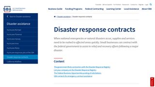 Disaster response contracts - Small Business Administration