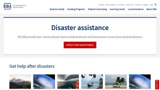 Disaster assistance - Small Business Administration