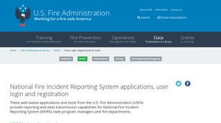 National Fire Incident Reporting System applications, user login and ...