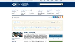 Student Information - FEMA Training - FEMA.gov