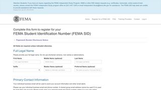 Register for your FEMA SID - Homeland Security
