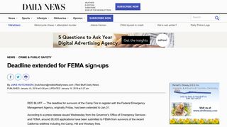 Deadline extended for FEMA sign-ups – Red Bluff Daily News