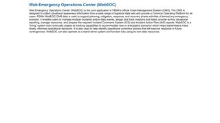 Web Emergency Operations Center (WebEOC)
