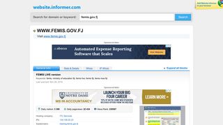 femis.gov.fj at WI. FEMIS LIVE version - Website Informer