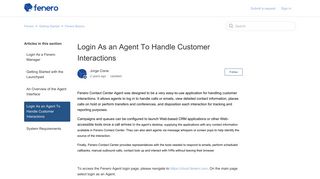 Login As an Agent To Handle Customer Interactions – Fenero