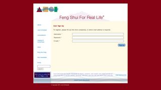 Feng Shui for Real Life: User Sign Up