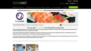 Feng Sushi Restaurants, 50% Off Food | tastecard Diners Club