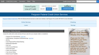 Ferguson Federal Credit Union Services: Savings, Checking, Loans