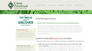 Staff Mailings and Forms - Camp Fernwood