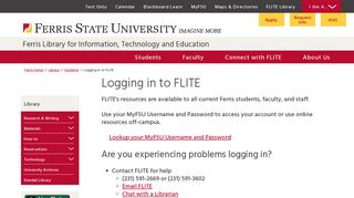 Logging in to FLITE - Ferris State University