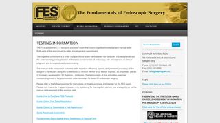 Testing Information - Fundamentals of Endoscopic Surgery