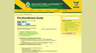 Pre-Enrollment Guide | Far Eastern University