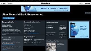 First Financial Bank/Bessemer AL: Company Profile - Bloomberg