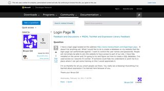 Login Page - MSDN - Microsoft