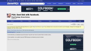 PSA: Dont link with facebook. - Final Fantasy: Brave Exvius Message ...