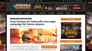Final Fantasy XIV kicks off a free login campaign for former players ...