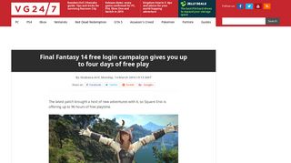 Final Fantasy 14 free login campaign gives you up to four days of free ...