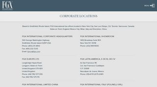 Corporate Locations - FGXI - FGX International