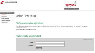 Sign in for online application - Primuss