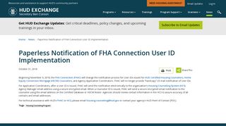 Paperless Notification of FHA Connection User ID Implementation ...