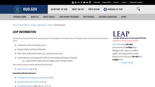 Lender Electronic Assessment Portal (LEAP) - HUD