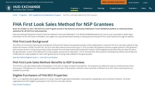 FHA First Look Sales Method for NSP Grantees - HUD Exchange