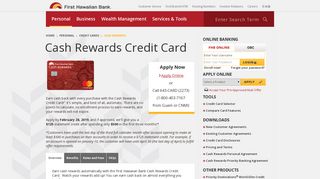 Hawaii Cash Rewards Credit Card - First Hawaiian Bank