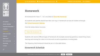 Homework Schedule - Homework | Forest Hill School