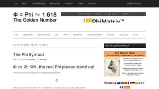 The Phi Symbol - The Golden Ratio: Phi, 1.618