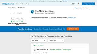 Top 204 Reviews and Complaints about FIA Card Services